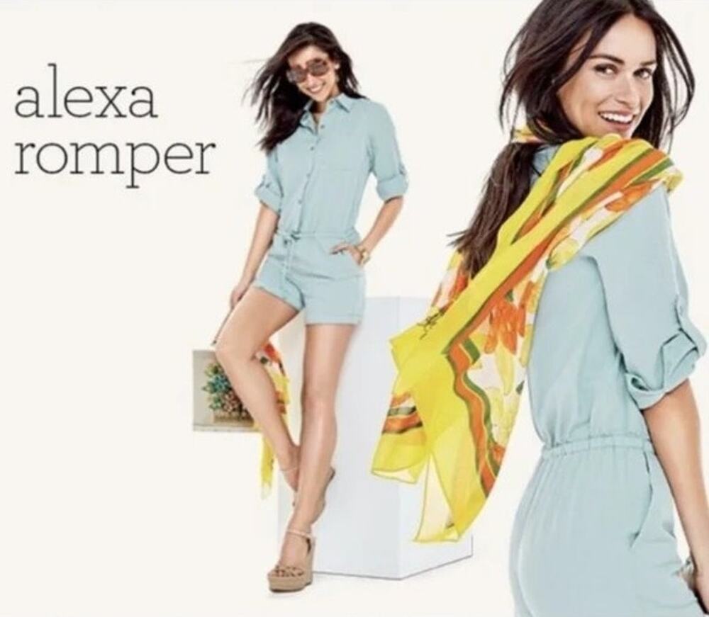 CAbi 5107 Alexa Romper in Faded Blue Collard Jumpsuit Button Down Playsuit